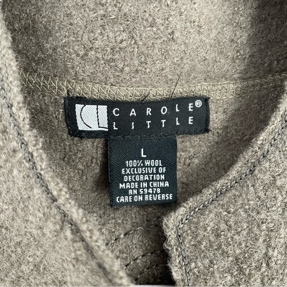 Carol Little Vintage Boiled Wool Spiral Detail Zip Pockets Unlined Jacket Casual - Picture 5 of 12